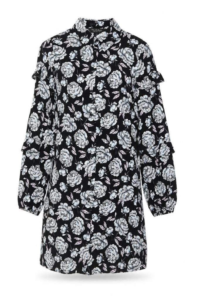 Miss Selfridge Women’s Black Floral Shirt Dress Size 8 Viscose
