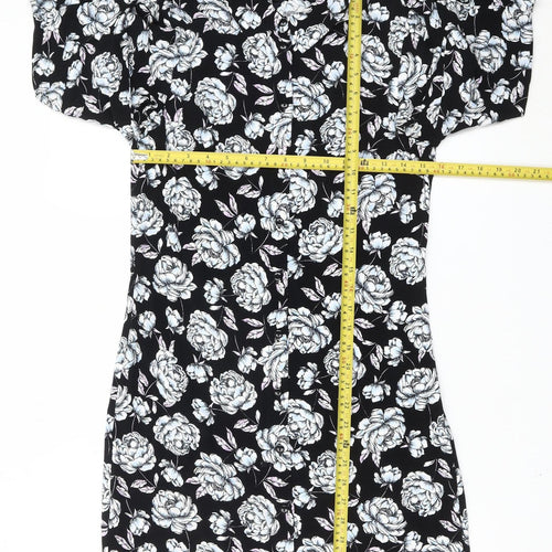 Miss Selfridge Women’s Black Floral Shirt Dress Size 8 Viscose