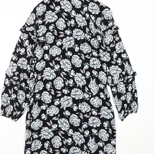 Miss Selfridge Women’s Black Floral Shirt Dress Size 8 Viscose