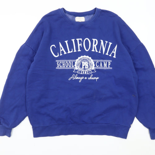 Pull&Bear Teens Womens Blue Graphic Print Sweatshirt Size S