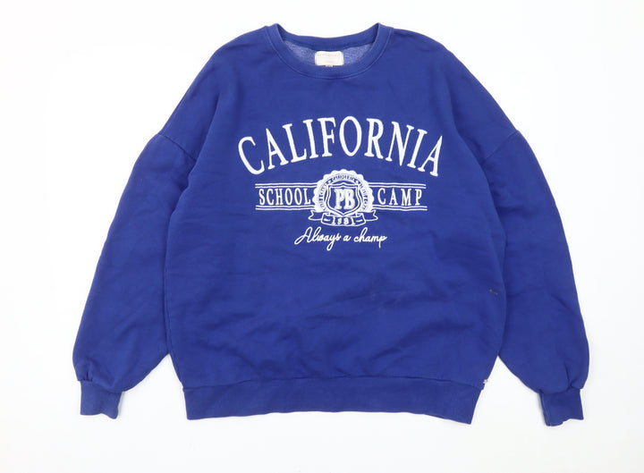 Pull&Bear Teens Womens Blue Graphic Print Sweatshirt Size S