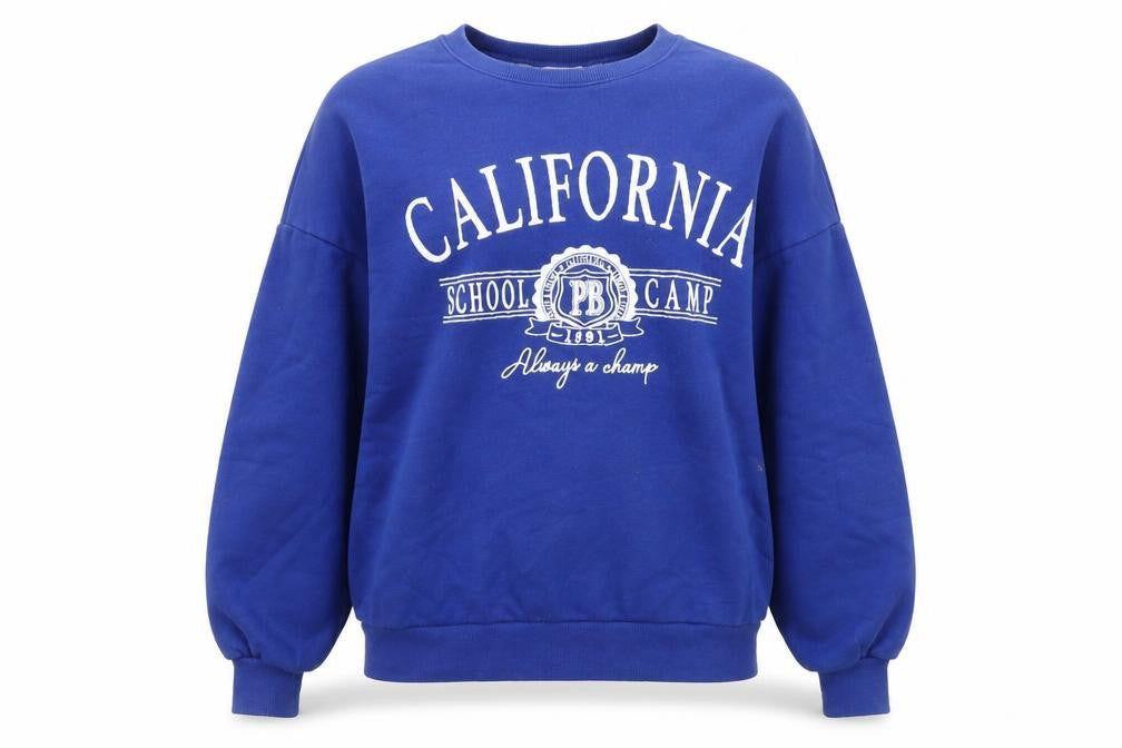 Pull&Bear Teens Womens Blue Graphic Print Sweatshirt Size S