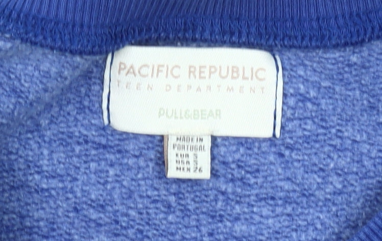 Pull&Bear Teens Womens Blue Graphic Print Sweatshirt Size S