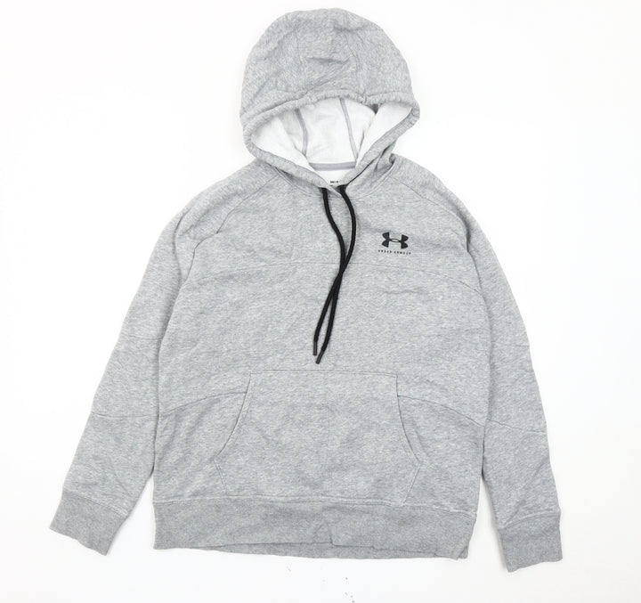 Under Armour Boys Grey Pullover Hoodie S Relaxed Fit Sports Cotton Blend