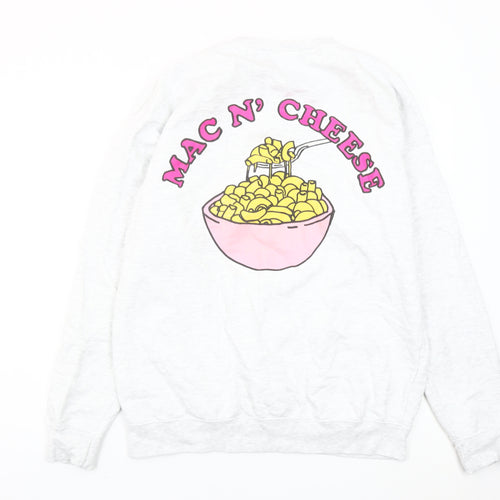 New Love Club Unisex White Mac N Cheese Sweatshirt L Graphic Pullover
