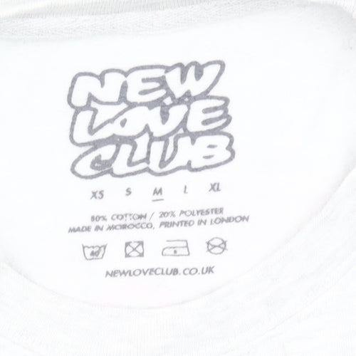 New Love Club Unisex White Mac N Cheese Sweatshirt L Graphic Pullover