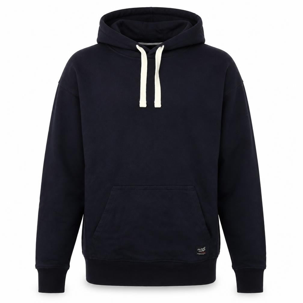 Front view of The Stronghold Men’s Black Pullover Hoodie, size M, Cotton