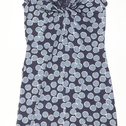 White Stuff Women’s Blue Polka Dot Cotton Shift Dress Size 10 Sleeveless