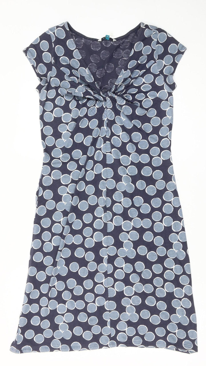 White Stuff Women’s Blue Polka Dot Cotton Shift Dress Size 10 Sleeveless