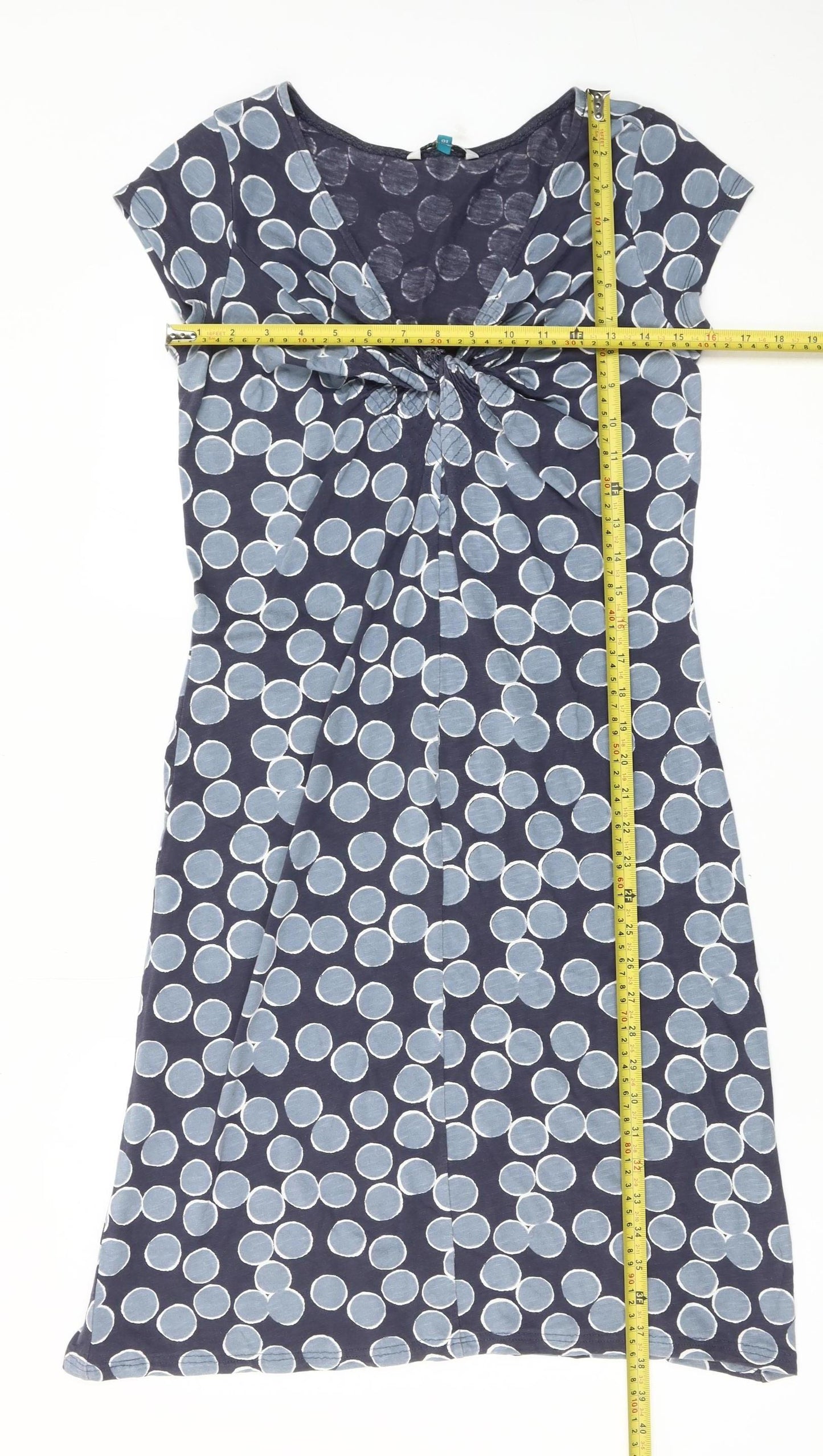 White Stuff Women’s Blue Polka Dot Cotton Shift Dress Size 10 Sleeveless