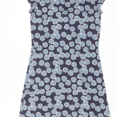 White Stuff Women’s Blue Polka Dot Cotton Shift Dress Size 10 Sleeveless