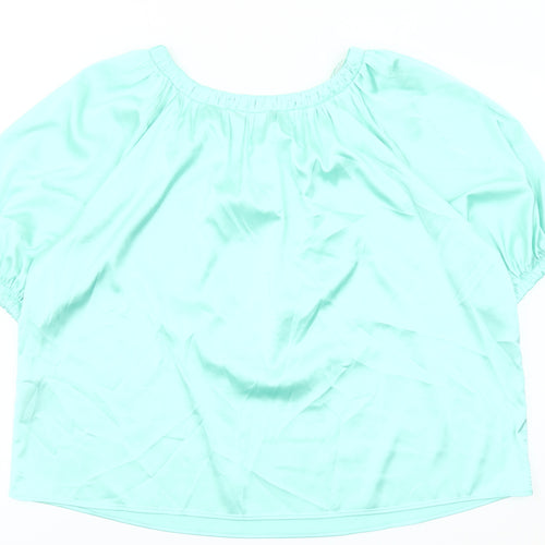 Marks and Spencer Women’s Green Blouse Size 14 Scoop Neck Puff Sleeve