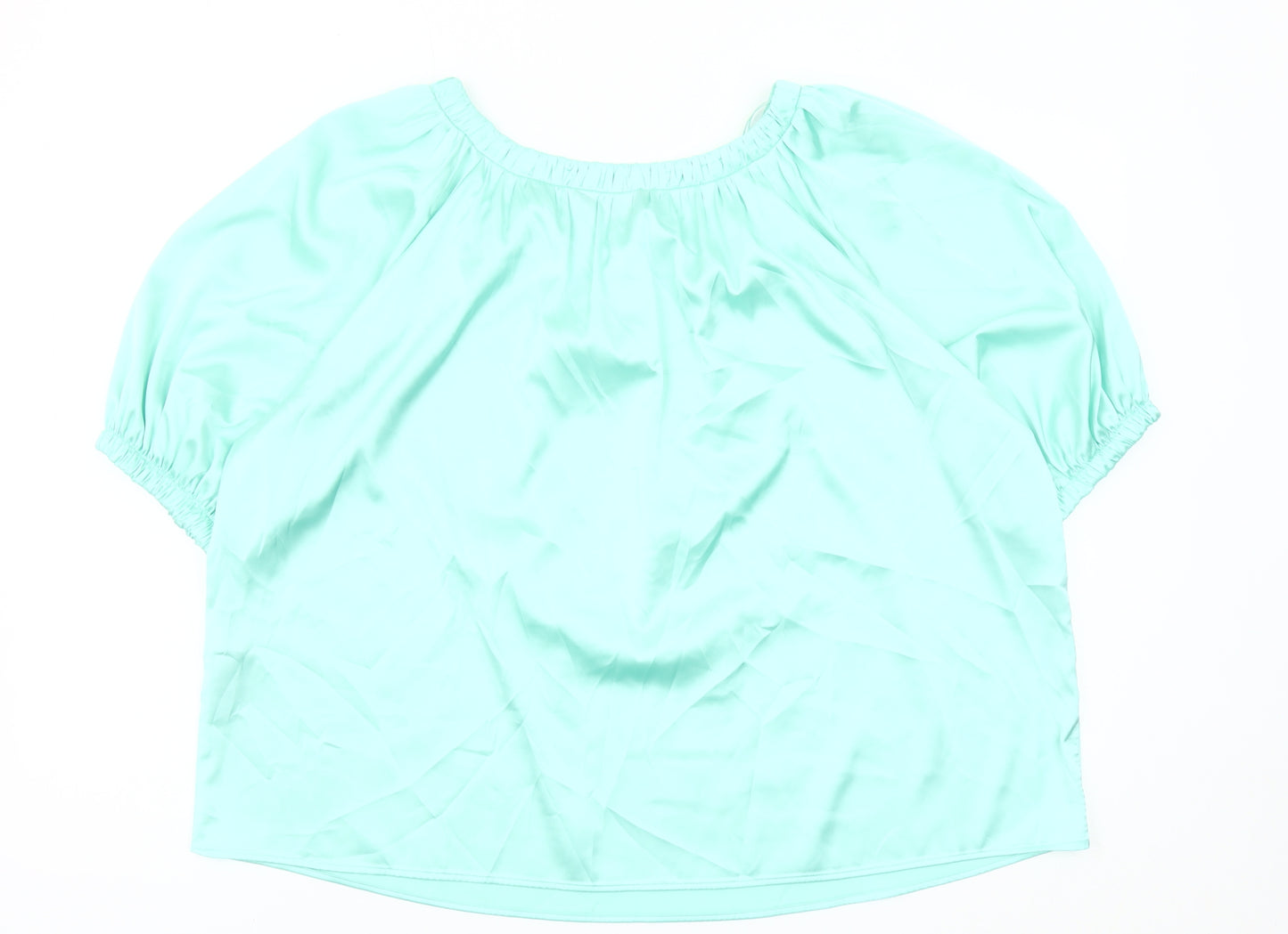 Marks and Spencer Women’s Green Blouse Size 14 Scoop Neck Puff Sleeve