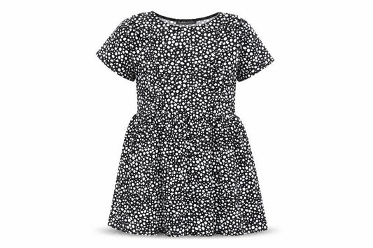 Front view of Cameo Rose Women's Black Polka Dot Skater Dress UK 10 Short Sleeve