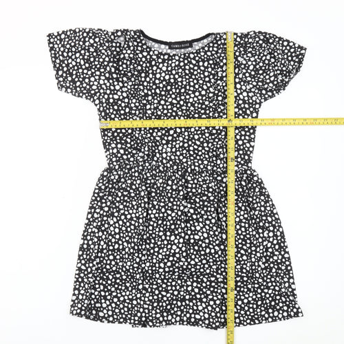 Cameo Rose Women's Black Polka Dot Skater Dress UK 10 Short Sleeve