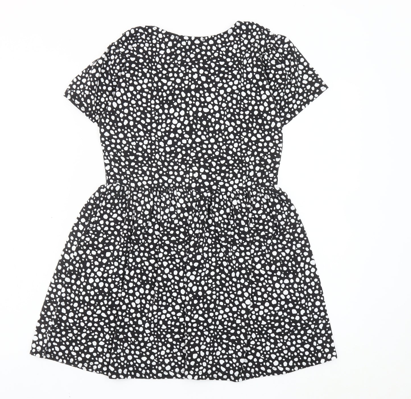 Cameo Rose Women's Black Polka Dot Skater Dress UK 10 Short Sleeve