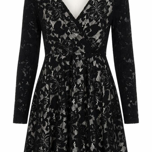 ASOS Women Black Size 8 Floral Lace Skater Party Cocktail Dress