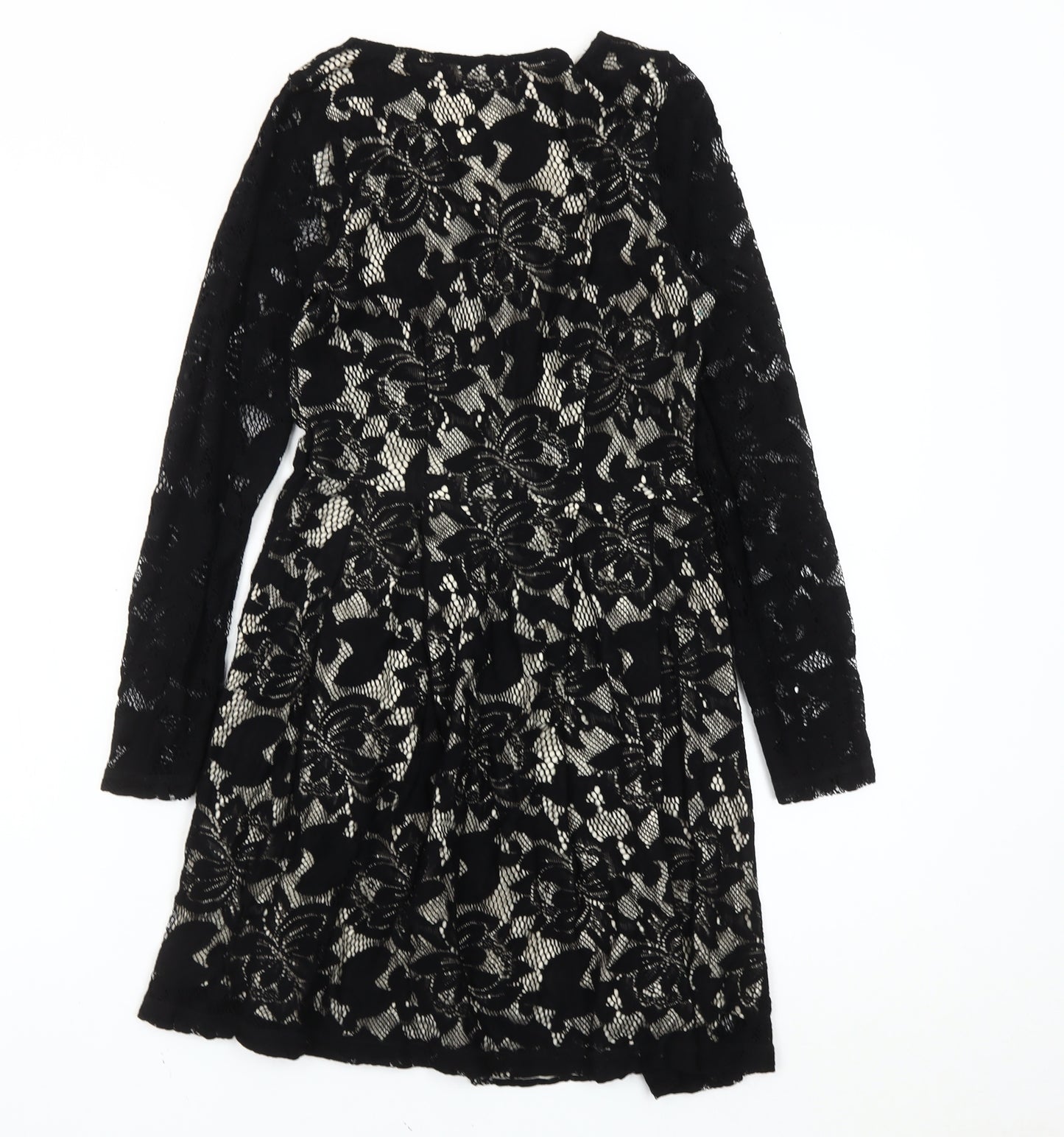 ASOS Women Black Size 8 Floral Lace Skater Party Cocktail Dress