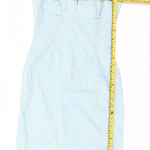 Coast Women’s Blue Floral Bodycon Dress Size 10 Sleeveless Midi