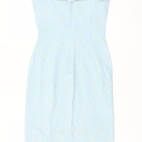 Coast Women’s Blue Floral Bodycon Dress Size 10 Sleeveless Midi