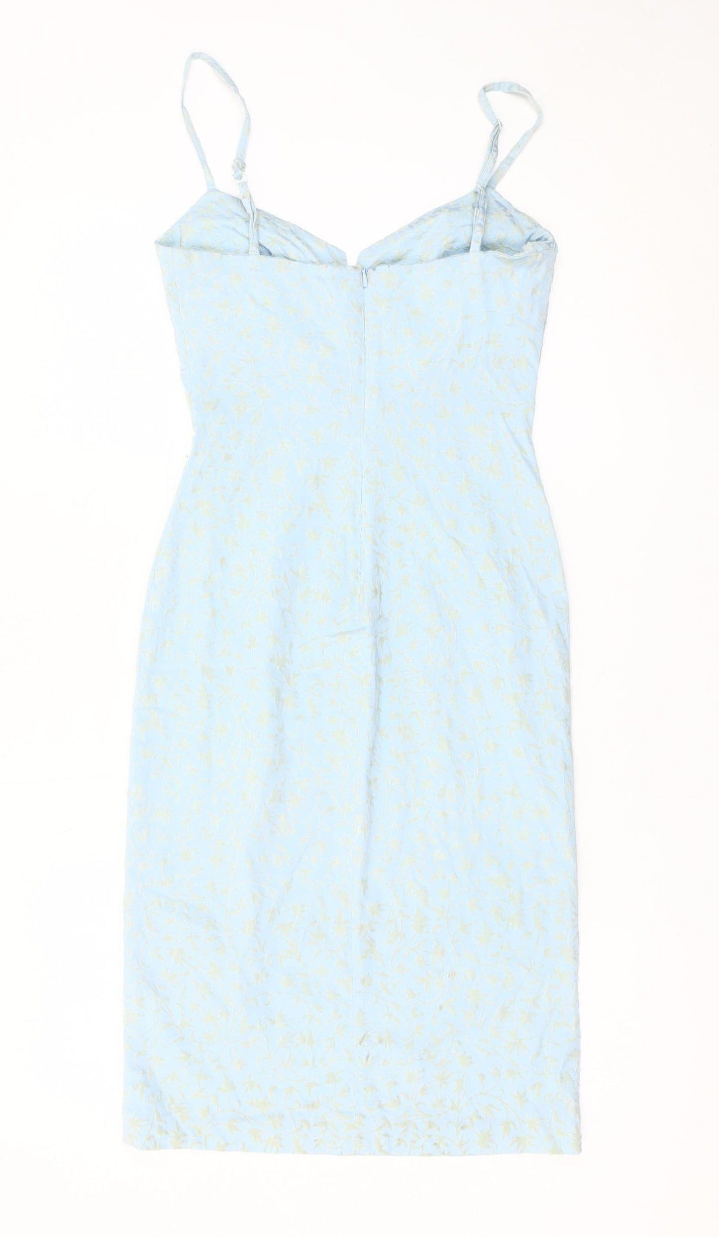 Coast Women’s Blue Floral Bodycon Dress Size 10 Sleeveless Midi