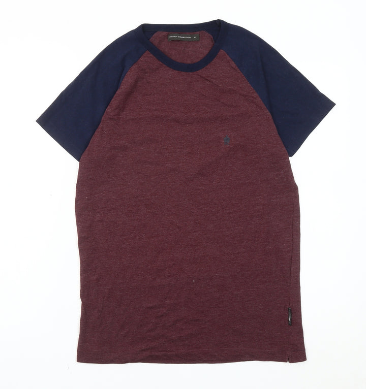 French Connection Men’s Red & Blue Colourblock T-Shirt Size M