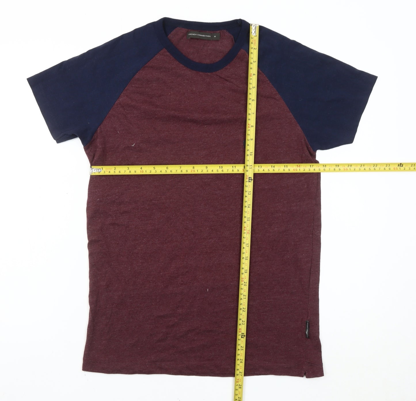 French Connection Men’s Red & Blue Colourblock T-Shirt Size M