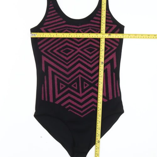 Miss Selfridge Womens Black Glitter Geometric Petite Bodysuit Size 8