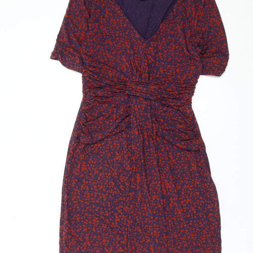 Great Plains Women Purple Red Sheath Dress S Viscose Blend