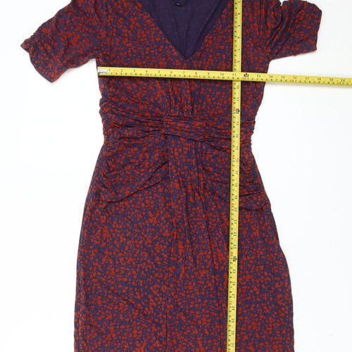 Great Plains Women Purple Red Sheath Dress S Viscose Blend