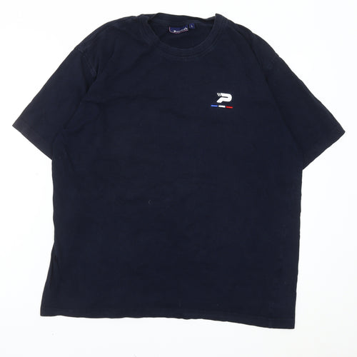 Patrick Men's Blue Cotton Crew Neck Short Sleeve T-Shirt L