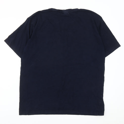 Patrick Men's Blue Cotton Crew Neck Short Sleeve T-Shirt L