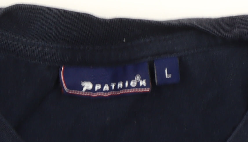 Patrick Men's Blue Cotton Crew Neck Short Sleeve T-Shirt L