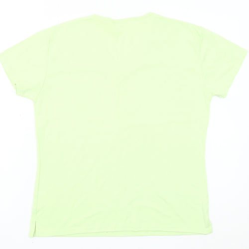 Impact Designer Collection Womens Green Beaded V-Neck Short Sleeve T-Shirt L