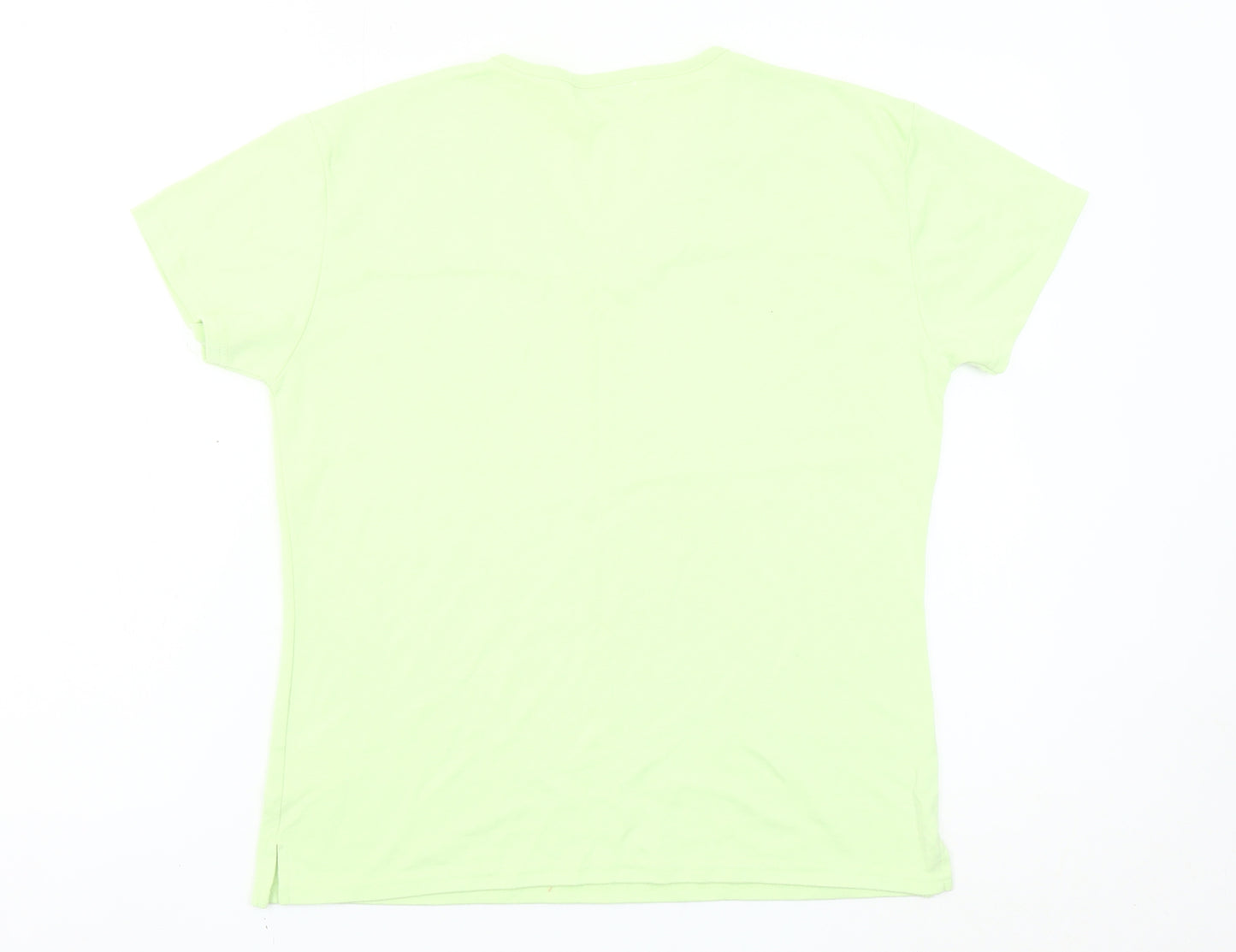 Impact Designer Collection Womens Green Beaded V-Neck Short Sleeve T-Shirt L