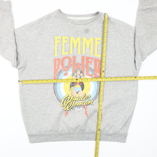 Wonder Woman Womens Grey L Pullover Sweatshirt Graphic Print