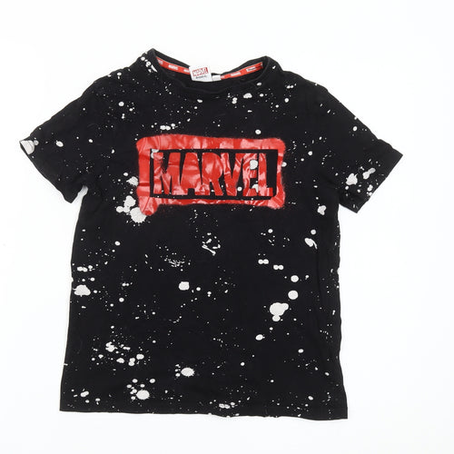 Marvel Boys Black Graphic Logo T-Shirt 9-10 Years Superhero Casual