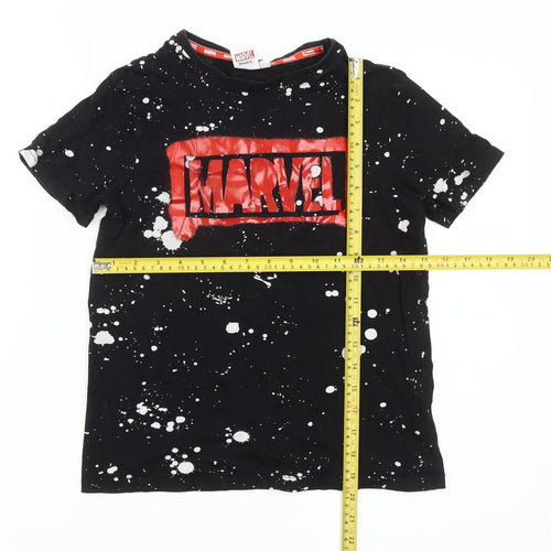 Marvel Boys Black Graphic Logo T-Shirt 9-10 Years Superhero Casual