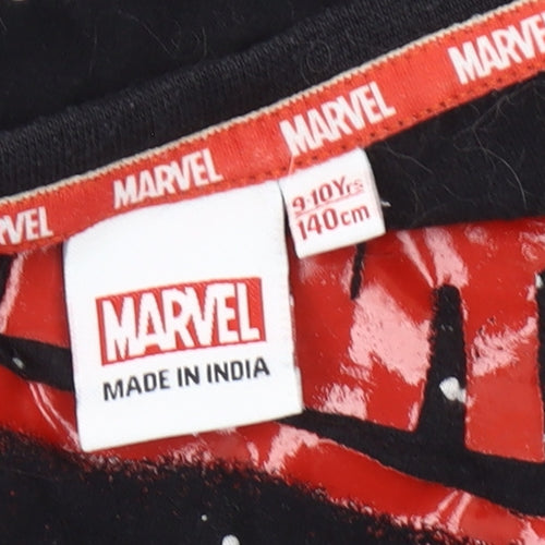 Marvel Boys Black Graphic Logo T-Shirt 9-10 Years Superhero Casual