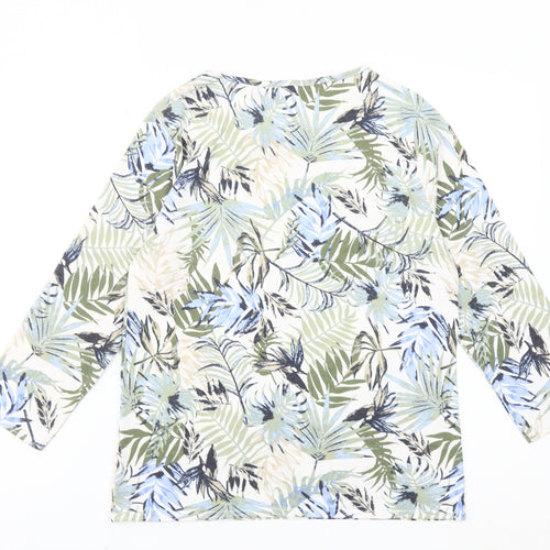 ISLE Collection Women’s Multicolour Floral Top Size 10-12 Scoop Neck Long Sleeve