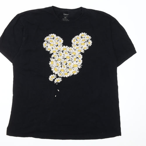 Disney Womens Black 2XL Daisy Floral Graphic T-Shirt Casual Top