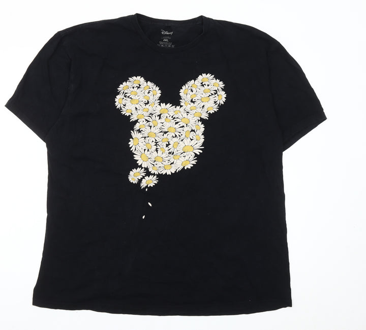 Disney Womens Black 2XL Daisy Floral Graphic T-Shirt Casual Top