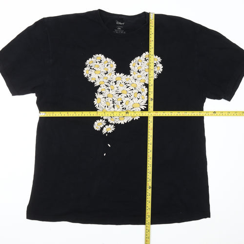 Disney Womens Black 2XL Daisy Floral Graphic T-Shirt Casual Top
