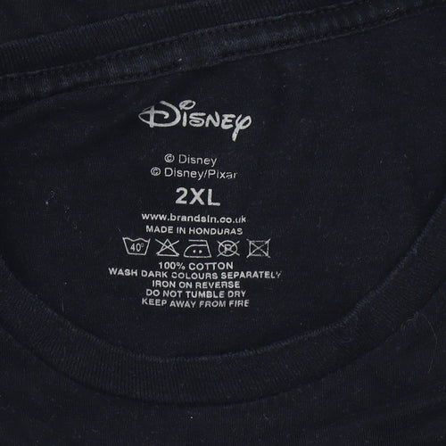 Disney Womens Black 2XL Daisy Floral Graphic T-Shirt Casual Top