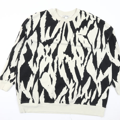 Monki Women’s Black & Ivory Animal Print Sweatshirt L Cotton Blend