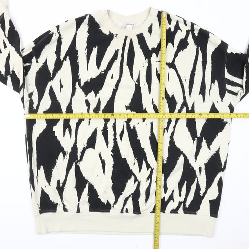 Monki Women’s Black & Ivory Animal Print Sweatshirt L Cotton Blend