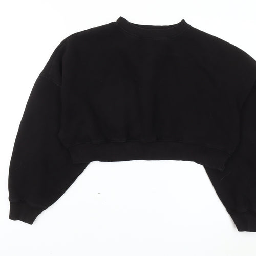 Rising Womens Black Cropped Pullover Sweatshirt S