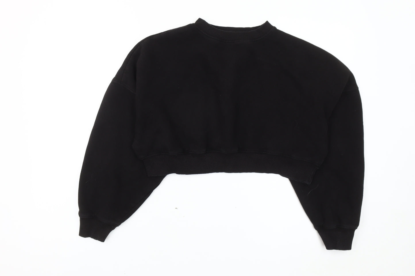 Rising Womens Black Cropped Pullover Sweatshirt S