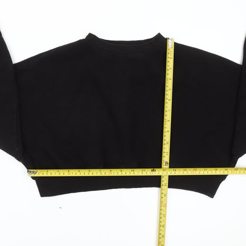 Rising Womens Black Cropped Pullover Sweatshirt S