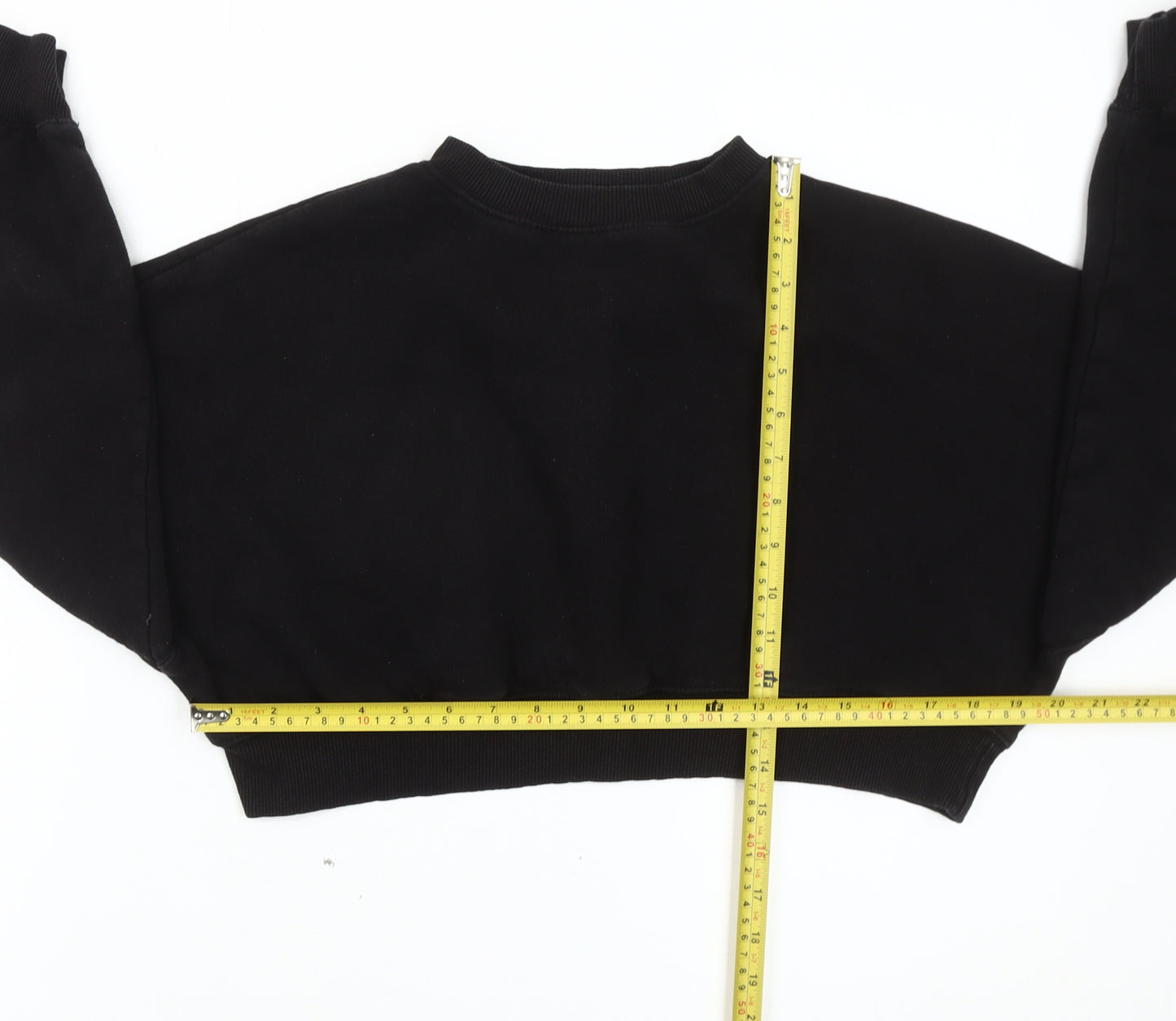 Rising Womens Black Cropped Pullover Sweatshirt S